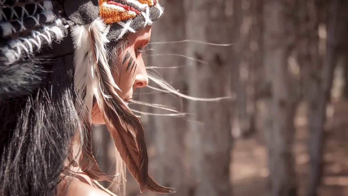 A native American woman with long hair